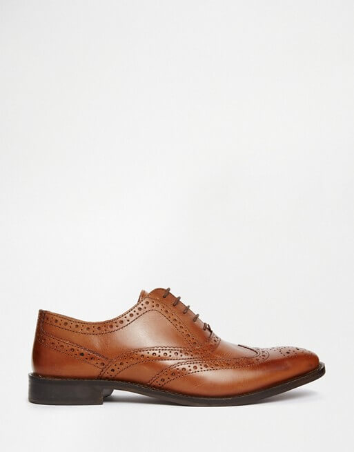 ASOS Oxford Brogue Shoes in Tan Leather