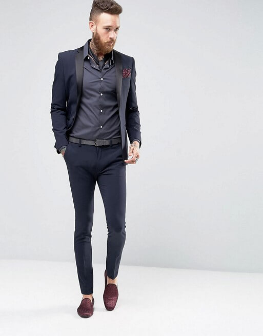 Navy skinny suit best sale