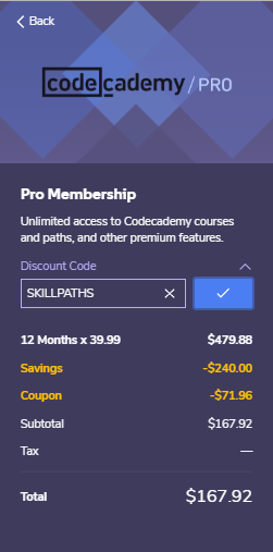 Codecademy Pro 30% Off Price